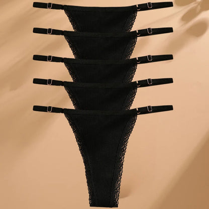 5 Pack G-string Panties Cotton Women's Underwear  Adjustable Waist Pantys Bikini Thongs Lingerie The Clothing Company Sydney