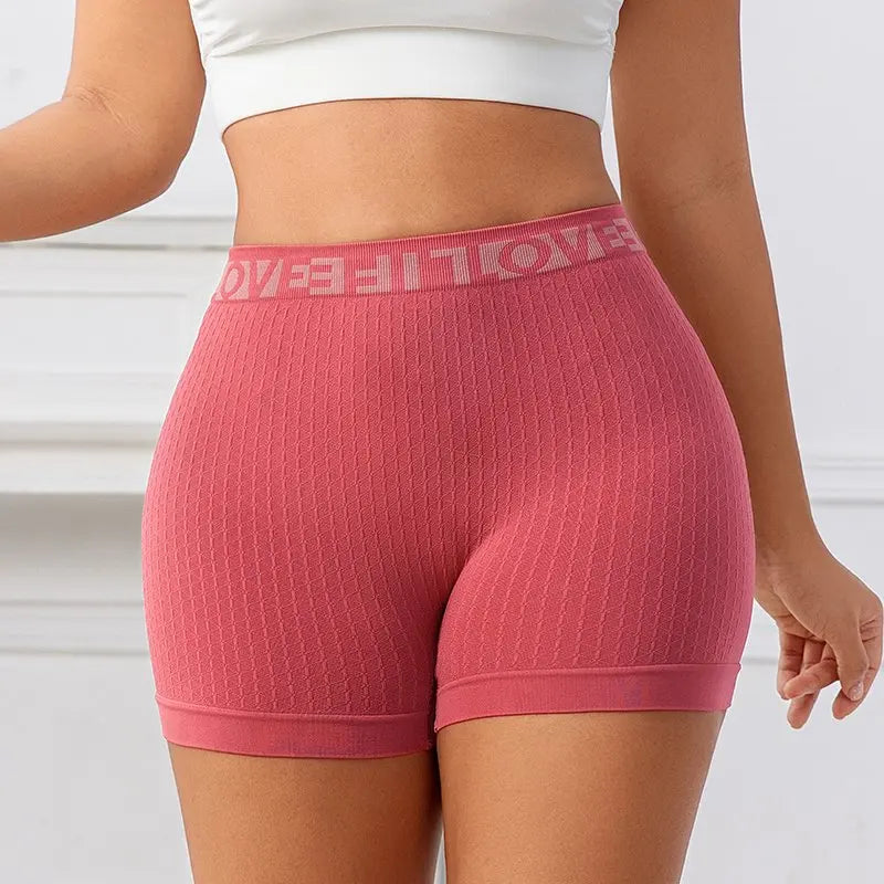 Ribbed Yoga Seamless High Waist Elastic Breathable Quick Dry Fitness Running Casual Sports Bike Shorts for Women