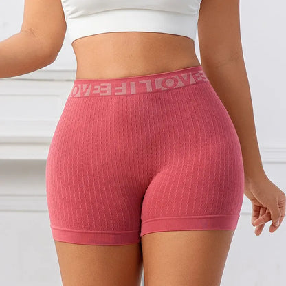 Ribbed Yoga Seamless High Waist Elastic Breathable Quick Dry Fitness Running Casual Sports Bike Shorts for Women