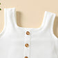 2 Piece Kids Girls' Button Ribbed Tank Top and Belted Shorts Set The Clothing Company Sydney