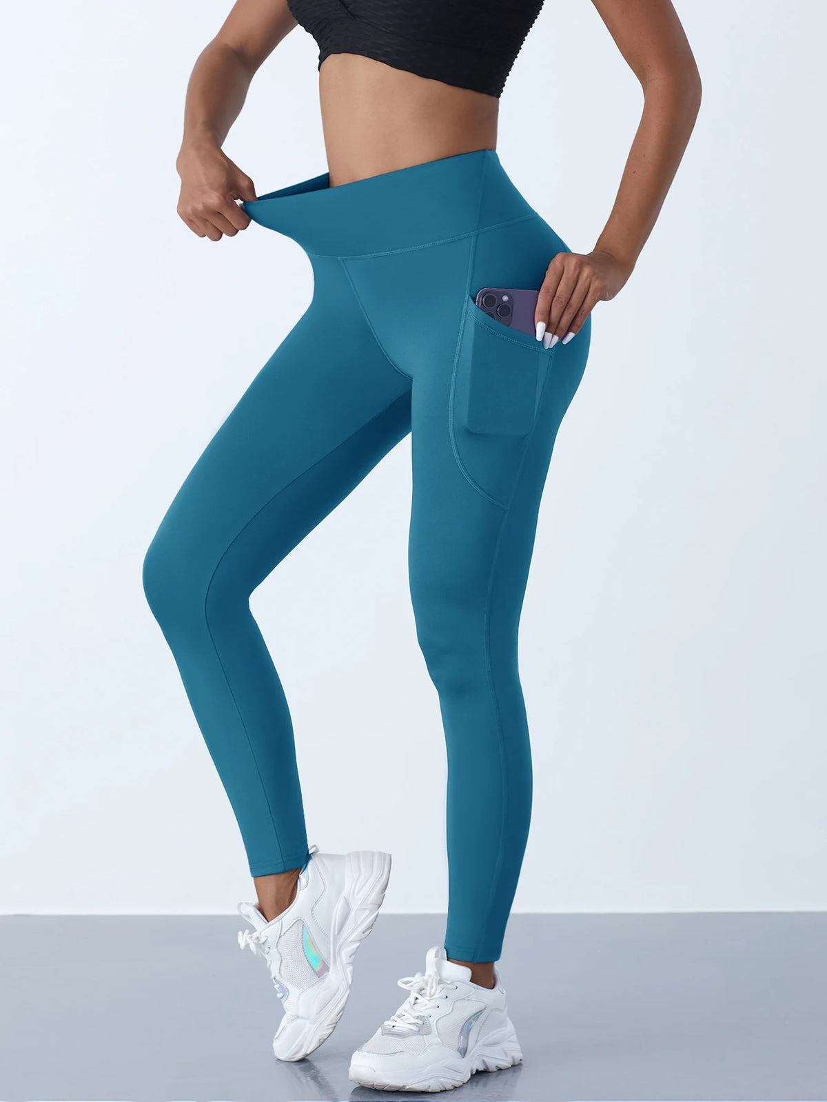 High Waist Women's Leggings Stretch Yoga Pants Tights With Pockets Push Up Fitness Running Sportswear