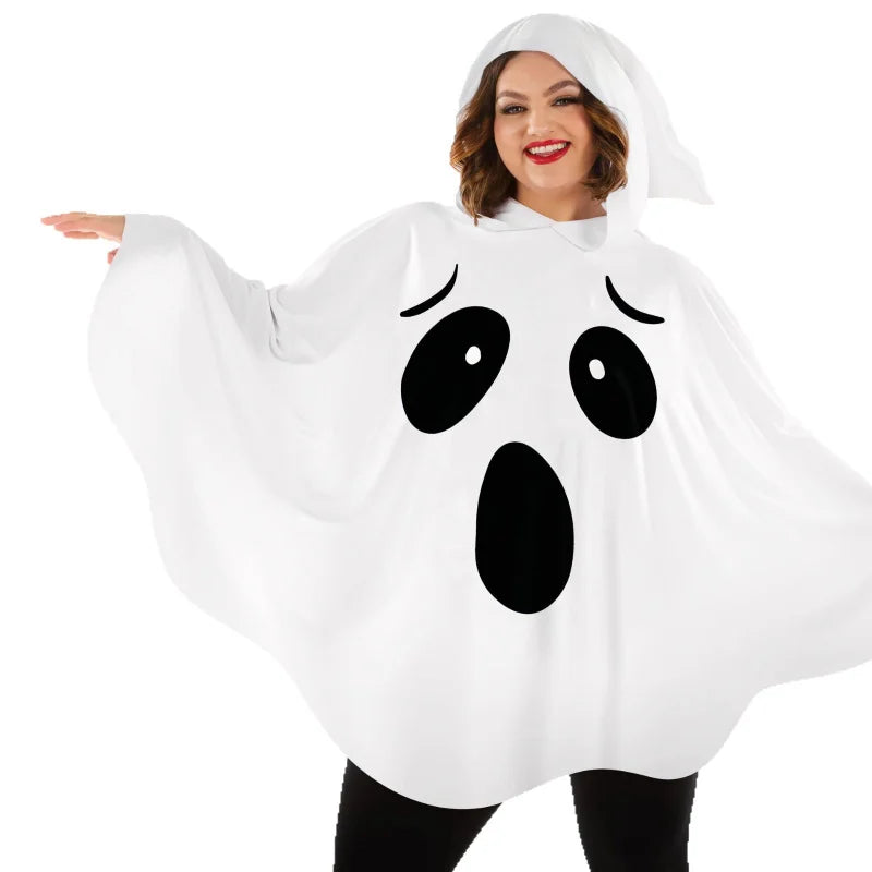 Women's Halloween Ghost Witch Fairy Cosplay White Bat Wing Outfit Spooky Costume