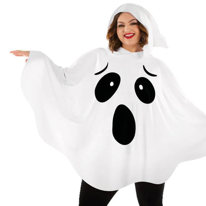 Women's Halloween Ghost Witch Fairy Cosplay White Bat Wing Outfit Spooky Costume
