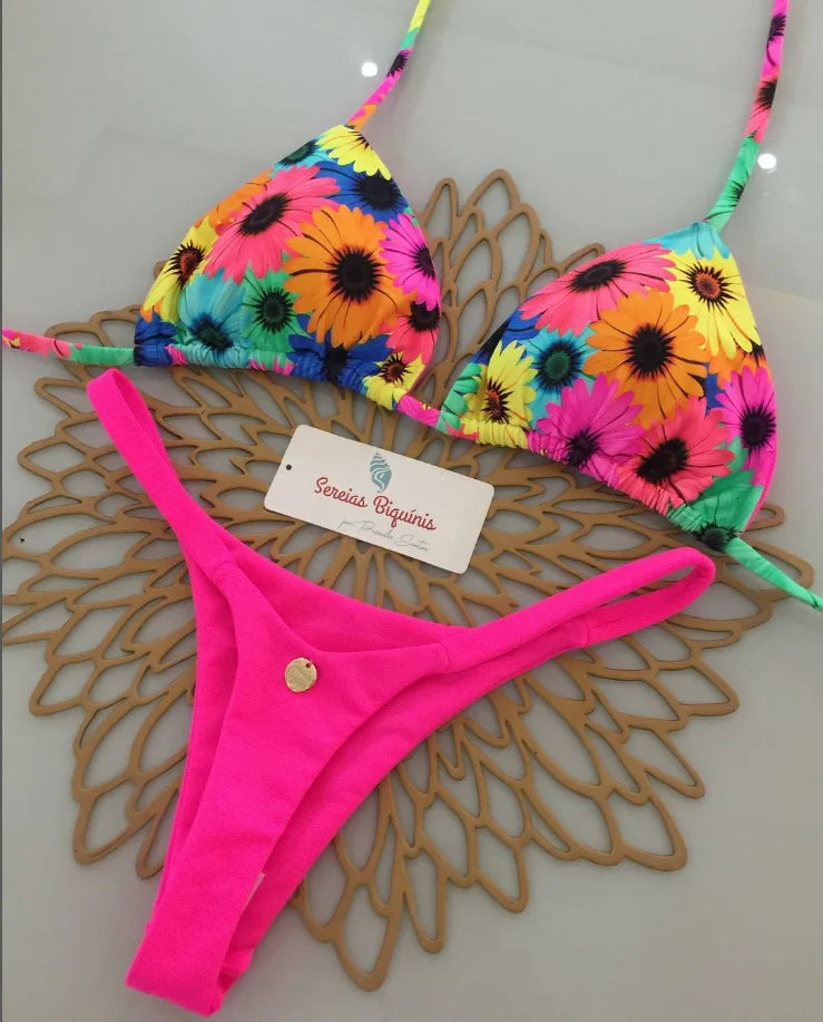 2 Piece Swimwear Leopard Printed Micro Bikini Set Striped Beachwear Summer Swimsuit Two-pieces Thong Bathing Suit