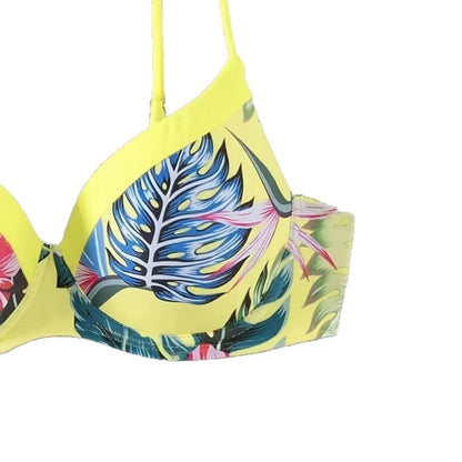 2 Piece Floral Print Swimsuit Beach Bikini Triangle Panty Swimwear Bikini Set