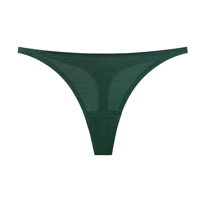 Ice silk thong women's panties, seamless G-string briefs with T-back design in soft, lightweight fabric