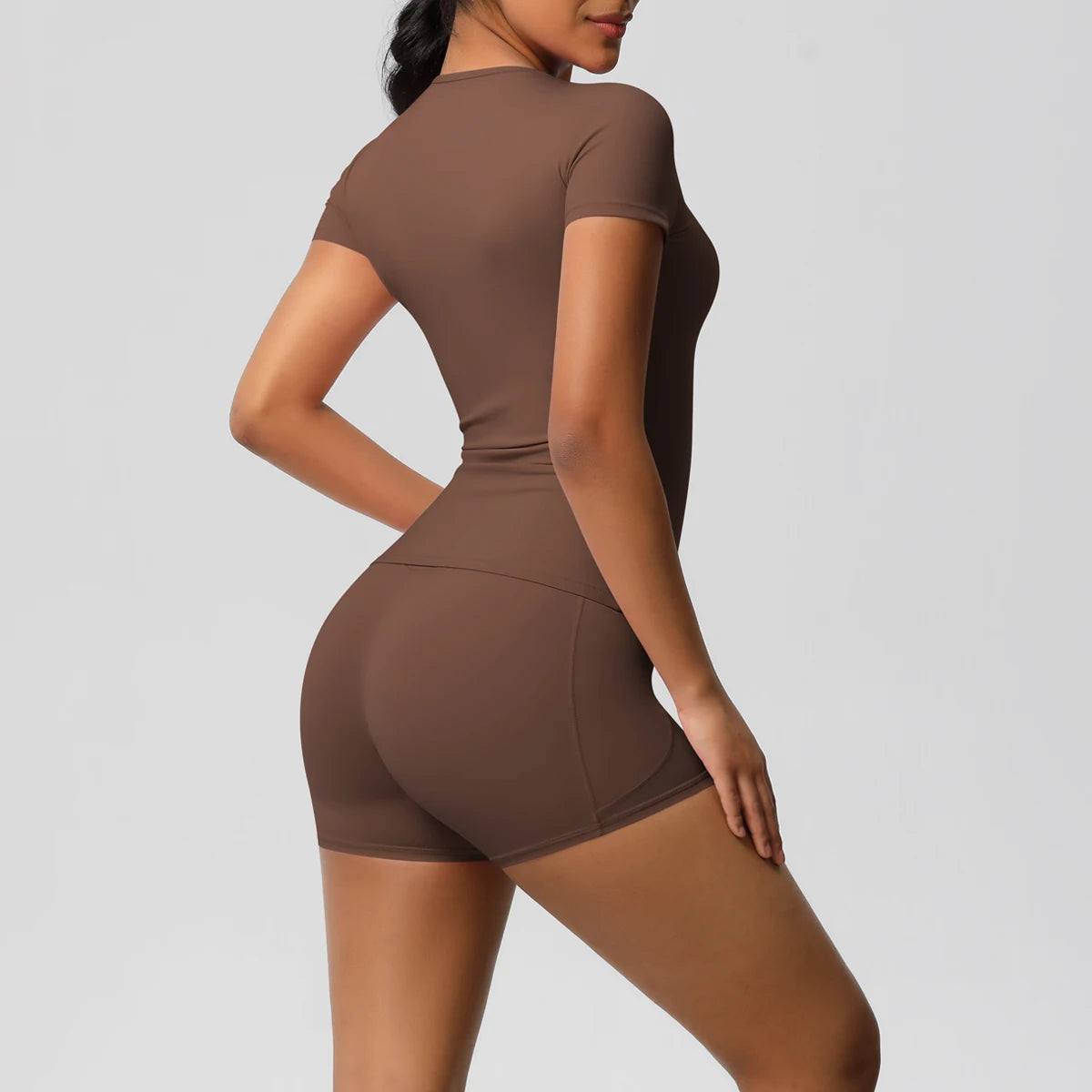 Workout Sportswear 2 Piece Piece Female Yoga Shirt Push Up Workout Clothes Outdoors Sport  High Waist  Fitness Sport Shorts