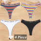 4 Piece Set Women's Cotton Colourful Stripe Panties Underwear G-Strings Rainbow Thongs Female Soft Breathable Intimates Lingerie The Clothing Company Sydney