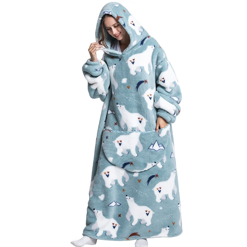 Super Long Hoodie Blanket Flannel Blanket with Sleeves Winter Hooded Sweatshirt  Pullover Giant Oversized Blanket The Clothing Company Sydney