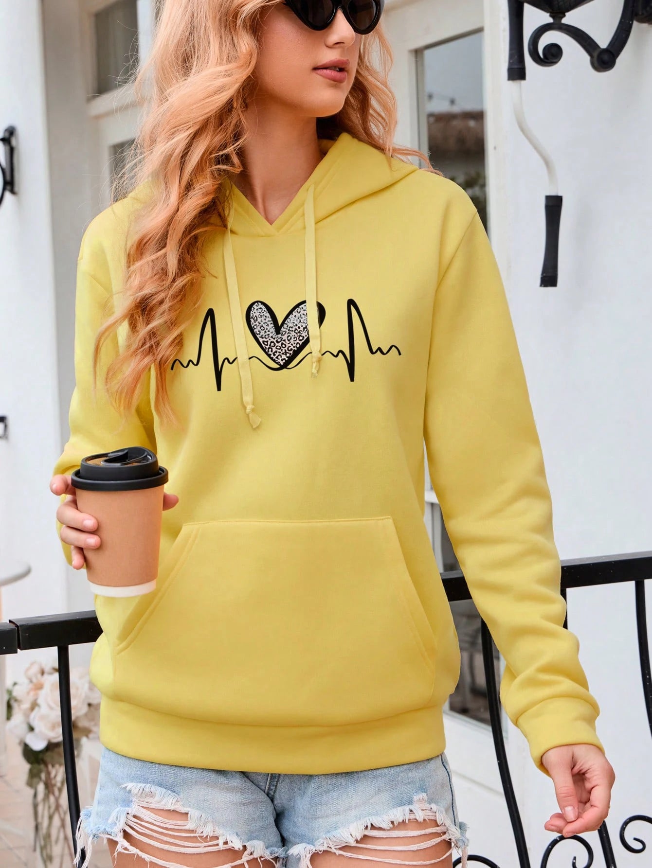 Long Sleeve Printed Women's Hoodie Casual Top