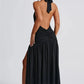 Halter Deep V Neck Backless Maxi Sleeveless Thigh High Split Long Dress The Clothing Company Sydney