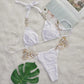 2 Piece Rhinestone Swimsuit Crystal Thong String Bikini Set Swimwear Beach Wear Bathing Suit