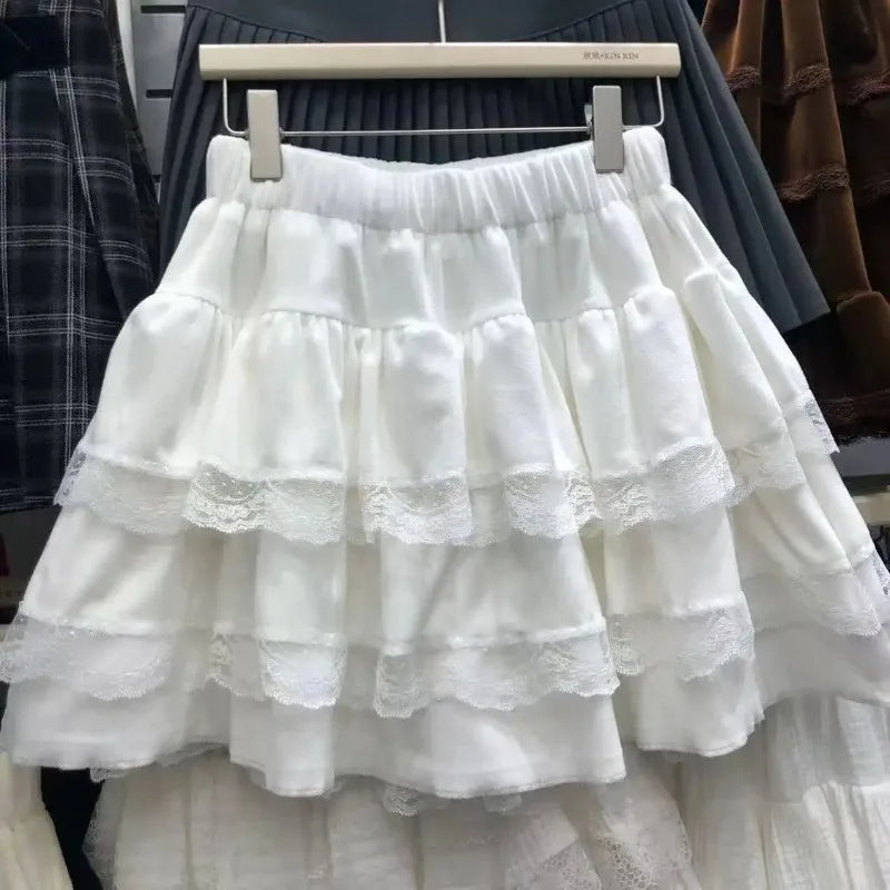 Y2k Cute Ruffled Plaid Skirt Punk Rock Casual Women's Skirts