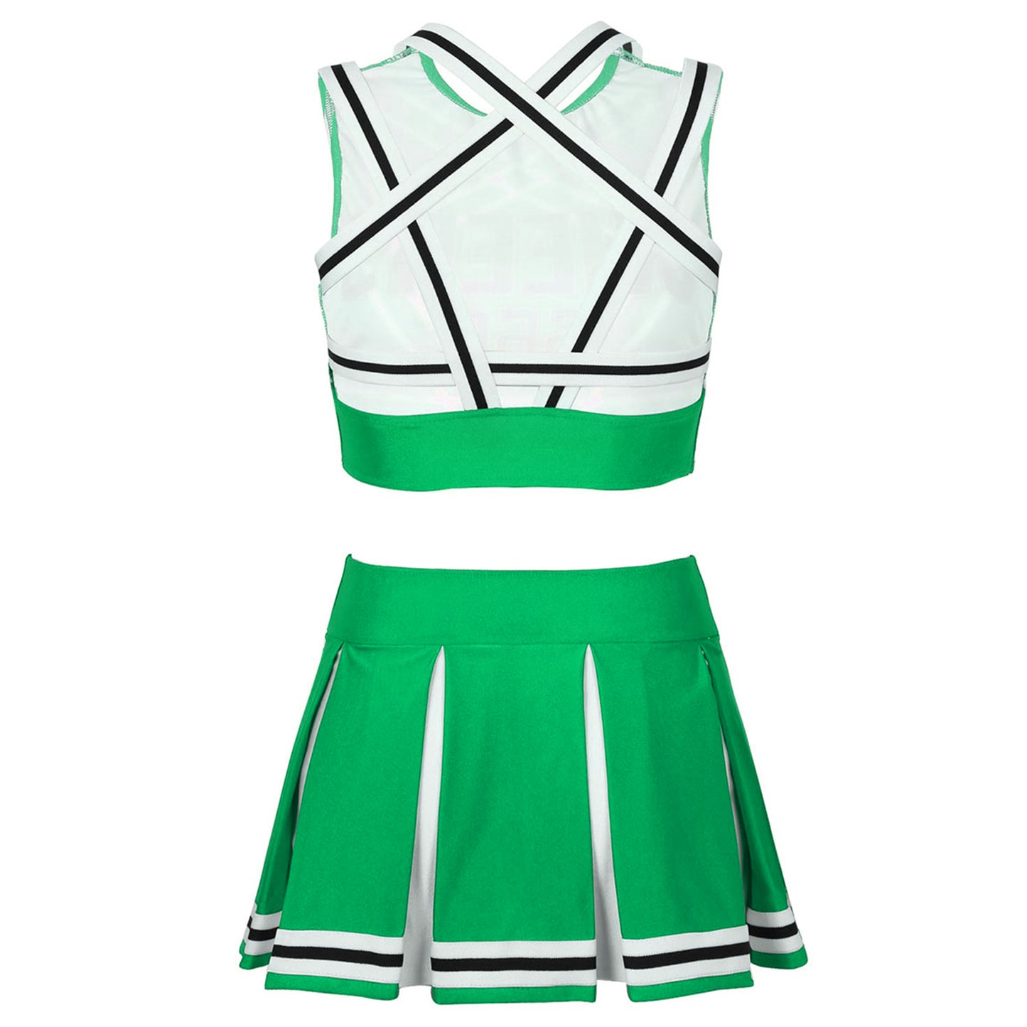 Women's Cheerleading Uniform Cosplay Set Backless Crop Top Mini Pleated Skirt Carnival Party Halloween Costume