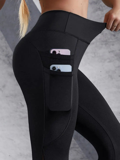 Women's Double Pocket Yoga Pants Patchwork High Waist Fitness Jogging Cycling Sportswear Leggings