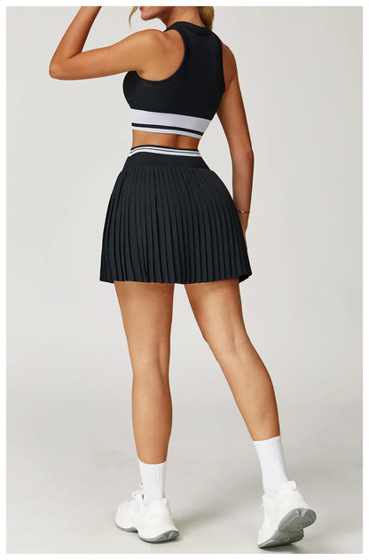 2 Piece Yoga Suit Yoga Sports Women Tennis Fitness Suit Running Sports Short Skirt Yoga Set Workout Set Athletic Wear