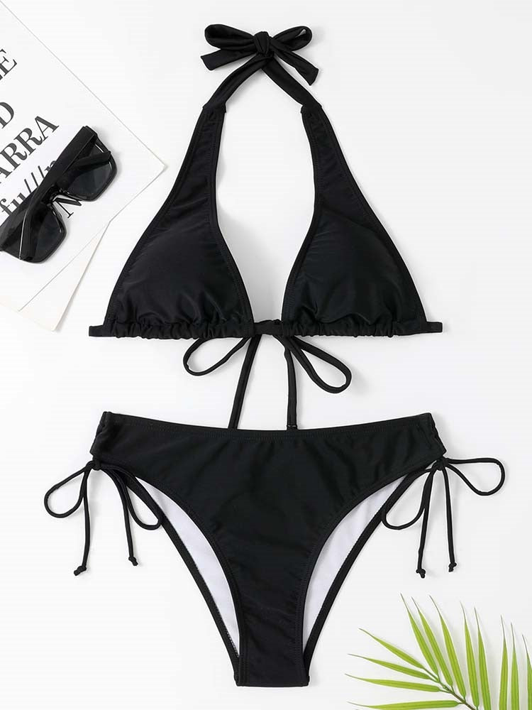 2 Piece Swimsuit Swimwear Bikini Micro Solid Black Bikinis Set Push Up Swim Suits Brazilian Beach Summer Bathing Suit The Clothing Company Sydney