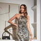 Shiny Metallic Sequin Halter Dress Women Sleeveless Round Neck Bodycon Mini Dresses Summer Glitter Party Robe The Clothing Company Sydney