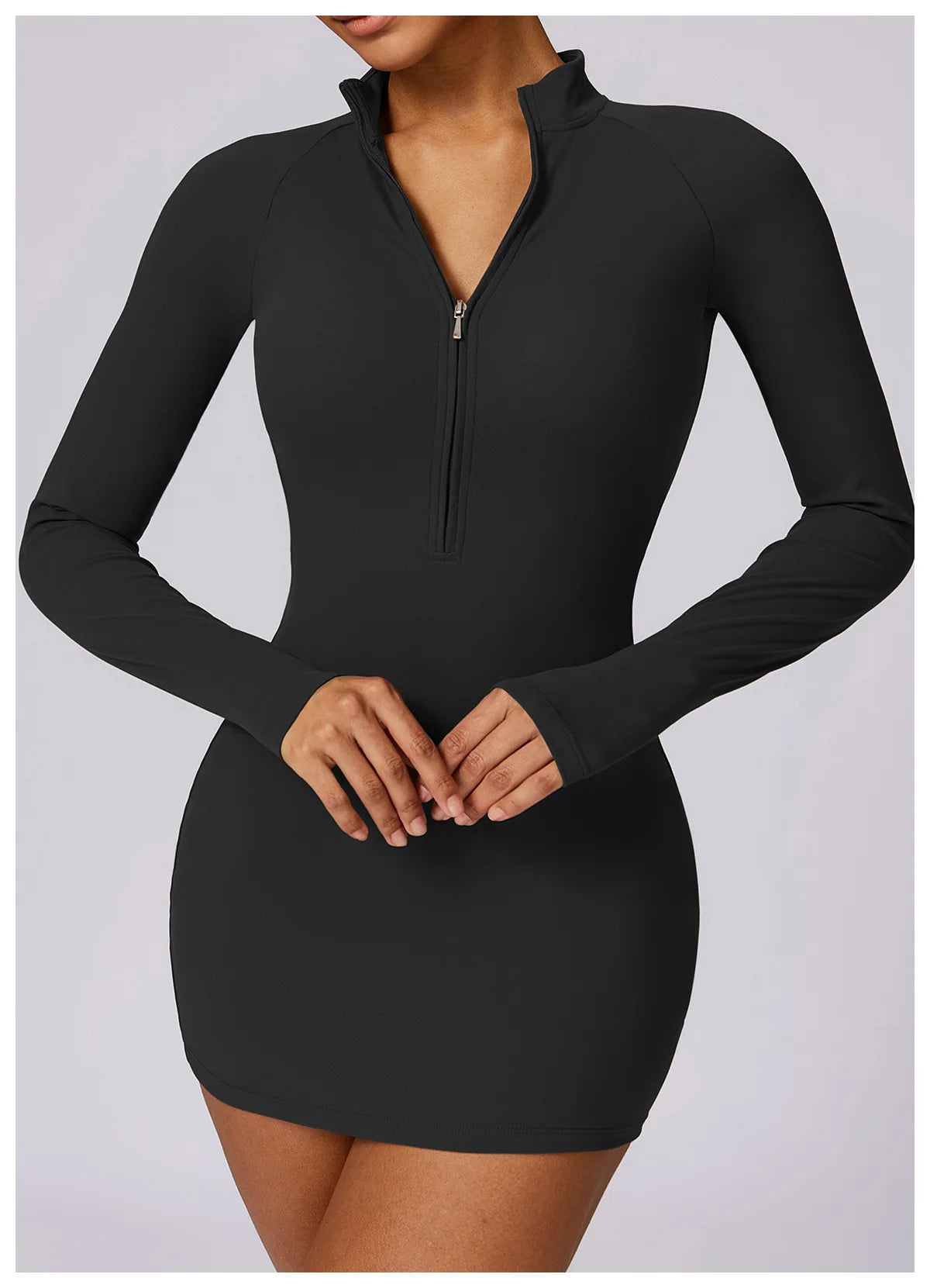 Zipper Long Sleeve JumpSuits Women Workout Tracksuit Short Skirt Sportswear Yoga Set Fitness Bodysuit Gym Clothes Yoga Suit