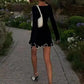 Autumn Knitted Mini Contrast Color Slim Sweater Dress Elegant Party  Long Sleeve Dress