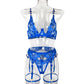 3 Piece Lingerie Luxury Jewel Shoulder Strap Underwear Garter Lace IntimateLingerie Set The Clothing Company Sydney