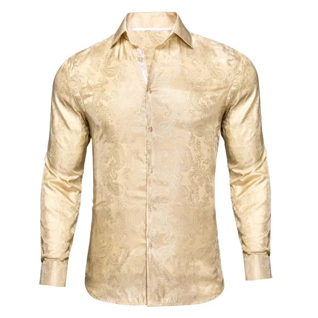 Sky Blue Mens Shirts Spring Autumn Paisley  Long Sleeve Lapel Shirt Business Party Wedding Dress Shirt The Clothing Company Sydney