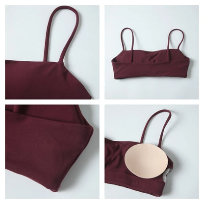 Women Two Piece Gym Workout Bra Yoga Set Shorts Fitness Wear Quick-Dry Sports Bra Flared Pants Suits