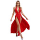 Womens Nightclub Deep V Neck Halter Backless Sleeveless Front High Split High Waist Coquette Clubwear Dress The Clothing Company Sydney