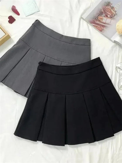 Vintage Grey Pleated Skirt Women High Waist Mini Skirts Streetwear Skirt The Clothing Company Sydney