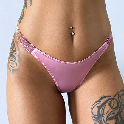 Letter Print Panties Women Thongs Rhinestones Diamonds G-string Sports Thong Low Waist Briefs T-back Underwear
