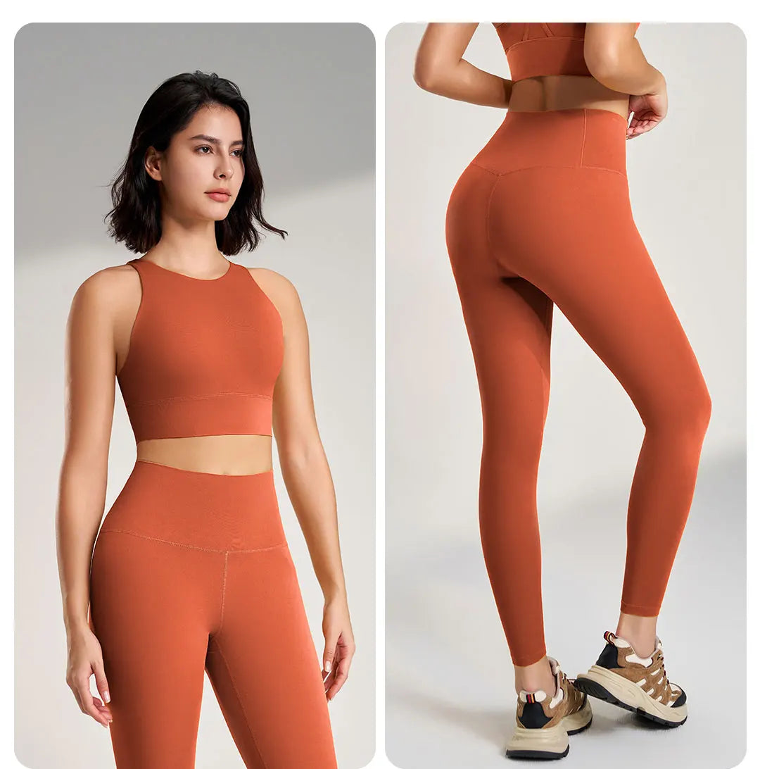 2 Piece Yoga Gym Running Leggings Crop Top Matching Outfit Set