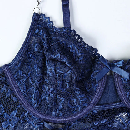 5 PieceFancy Lingerie Lace Ultra Women's Underwear g-String Skirt Ensemble Outfits Brazilian Underwear Set The Clothing Company Sydney