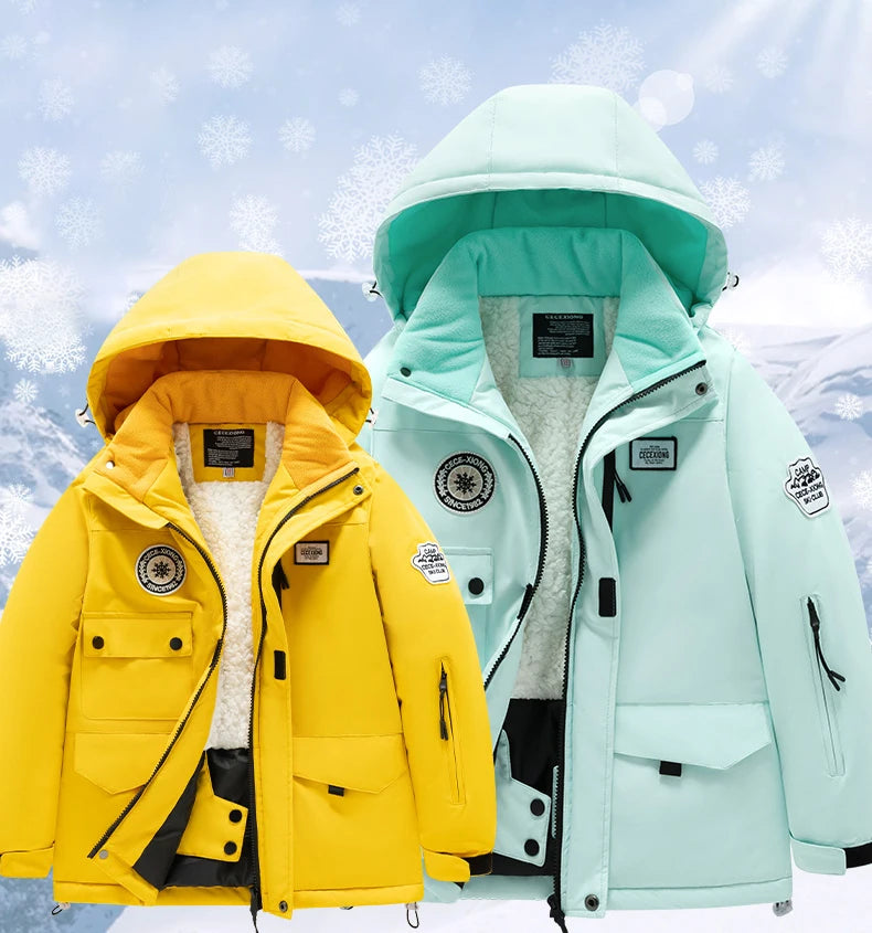 2 Piece Winter Children's skiing suit windproof Jacket and Pants waterproof thick coat for warm Snow Ski Set