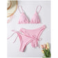 3 Piece Swimwear Women Lace Up Micro Bikini Set Solid Low Waist Swimsuit Beachwear Bathing Suit