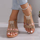 Women's Wedge Sandals Summer Shoes Shiny Rhinestones Elastic Platform Peep Toe Outdoor Sandals