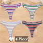 4 Piece Set Women's Cotton Colourful Stripe Panties Underwear G-Strings Rainbow Thongs Female Soft Breathable Intimates Lingerie The Clothing Company Sydney