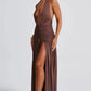 Halter Deep V Neck Backless Maxi Sleeveless Thigh High Split Long Dress The Clothing Company Sydney