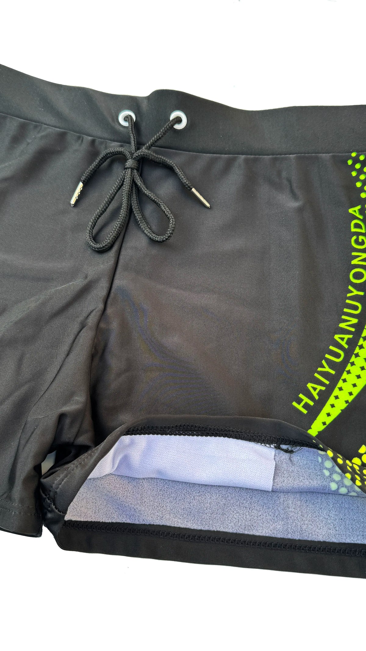Geometric Graphic Letter Print Men's Swim Trunks With Drawstring Quick Dry And Stretchable Summer Shorts