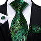 Men's Tie Teal Green Paisley Novelty Design Silk Wedding Tie for Men Handky cufflink Tie Set Party Business Fashion Set The Clothing Company Sydney