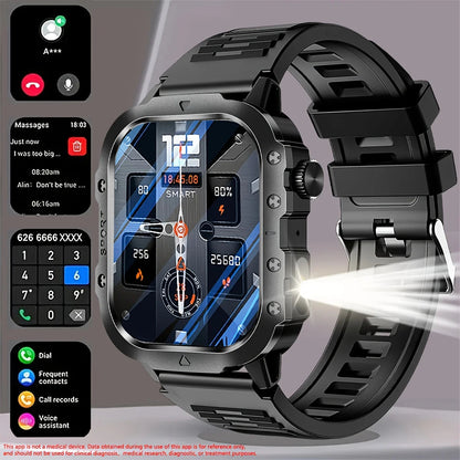 Men's LED smart watch by The Clothing Company Sydney featuring Bluetooth, voice control, fitness tracking, and multi-sport modes.