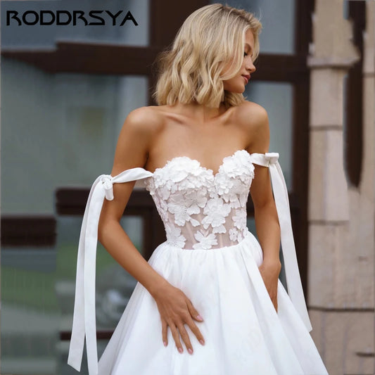 Mini Simple Satin Wedding Dress Off Shoulder 3D Flower Sweetheart Lace A-line Custom Made Bridal Part Dress The Clothing Company Sydney