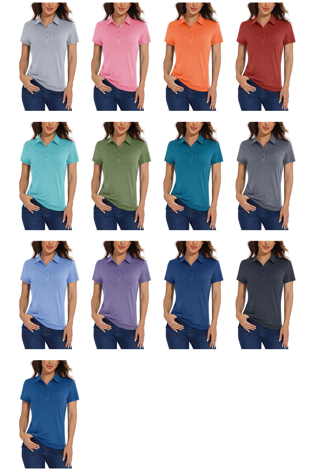 UPF 50+ Performance Polo Shirts Women's Quick Dry Short Sleeve T-shirts Athletic Tennis Golf Shirt Pullover Tops Polo