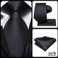 3 Piece Black Floral Silk Wedding Tie For Men Handky Cufflink Elegant Necktie Set For Men