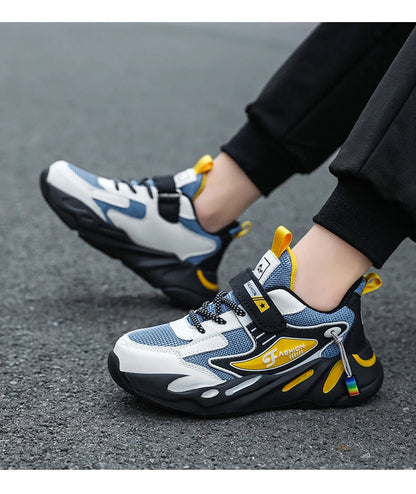 Boys’ Breathable Mesh Sneakers – Non-Slip Lightweight Kids Sports Shoes with Hook & Loop Closure (Ages 7–13) The Clothing Company Sydney
