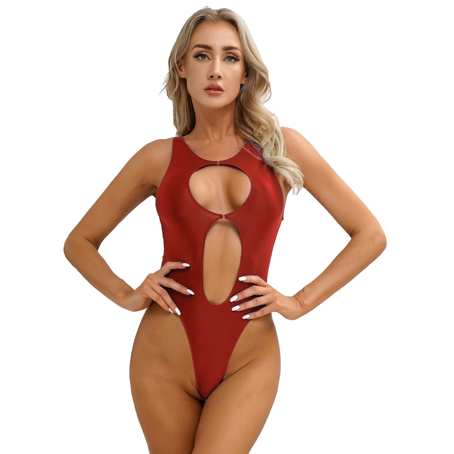 One Piece Womens Bodysuit High Cut Tight Monokini Summer Swimsuit Party Romper Swimwear