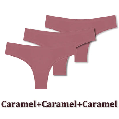 3 Pack Seamless Ultra-thin Panties Women Ice Silk Underwear Panty Low Waist G-string Briefs