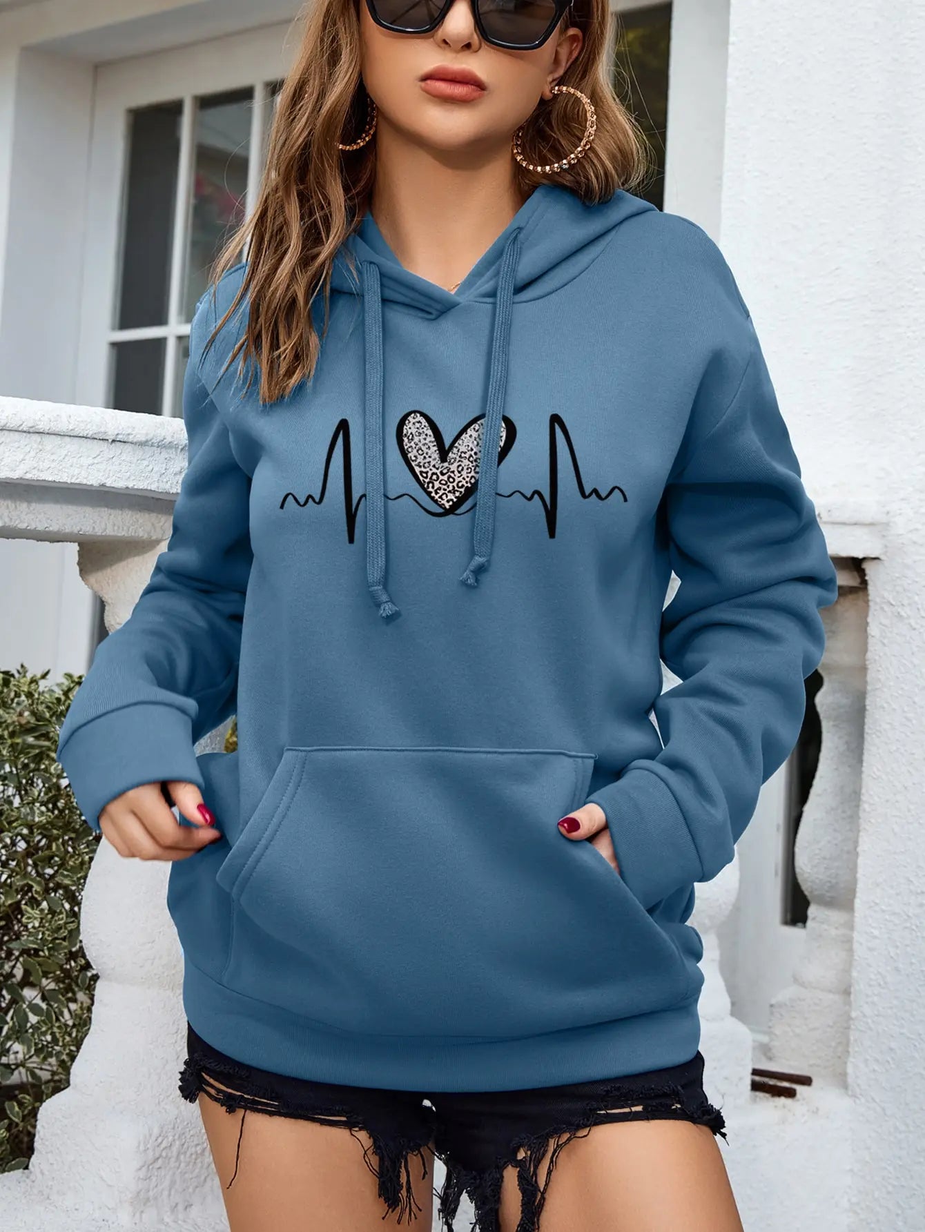 Long Sleeve Printed Women's Hoodie Casual Top