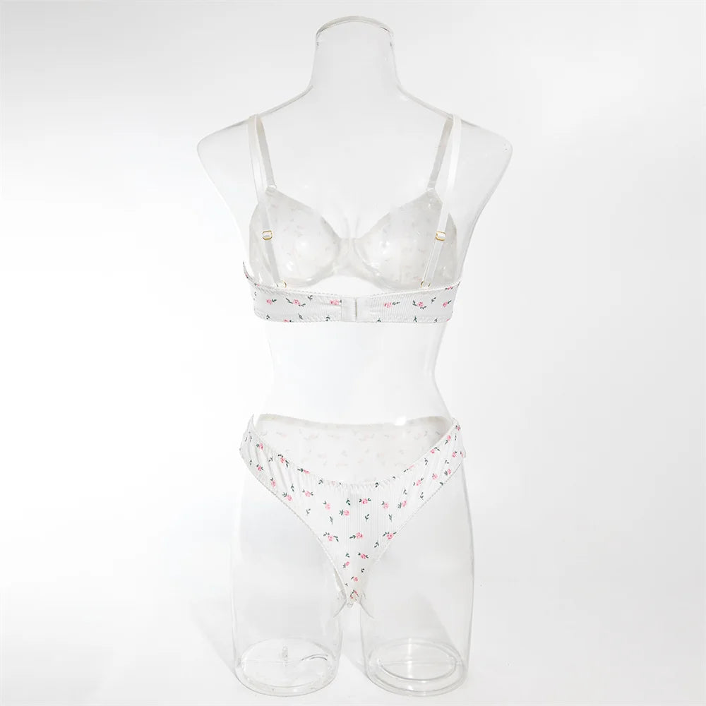 Knitted Lingerie 2 Piece Set Fashion Flower Printing Push Up Bras And Panties Suits Outfits The Clothing Company Sydney