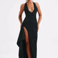 Deep V Neck Thigh High Split Maxi Halter Sleeveless Backless Bodycon Club Party Long Dress The Clothing Company Sydney