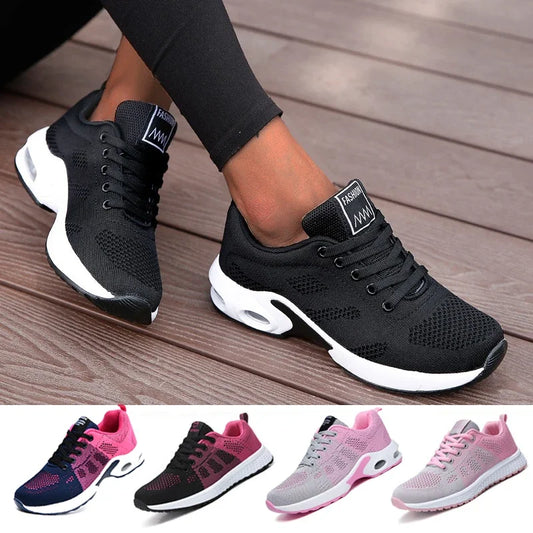 Women's Vulcanized Shoes Platform Casual Sneakers Shoes Flats Mesh Breathable Running Summer Sports Tennis Shoes
